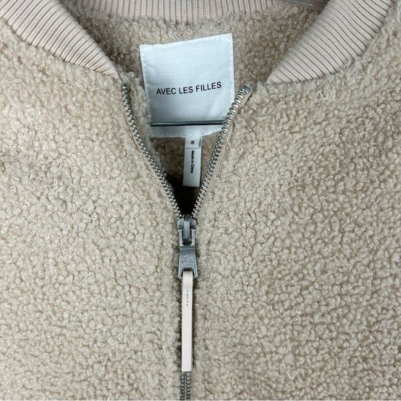 Avec Les Filles Sherpa Jacket Fuzzy Furry Warm Full Zip Tan Women’s Sz S - Picture 5 of 16